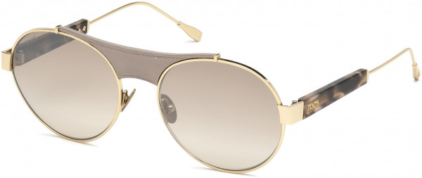 Tod's TO0216 Sunglasses, 28G - Rose Gold, Brown Leather, Pink Havana/ Gradient Brown W. Silver Flash