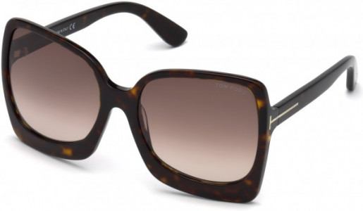 Tom Ford FT0618 Emanuella-02 Sunglasses, 52T - Shiny Dark Havana/ Gradient Bordeaux Lenses