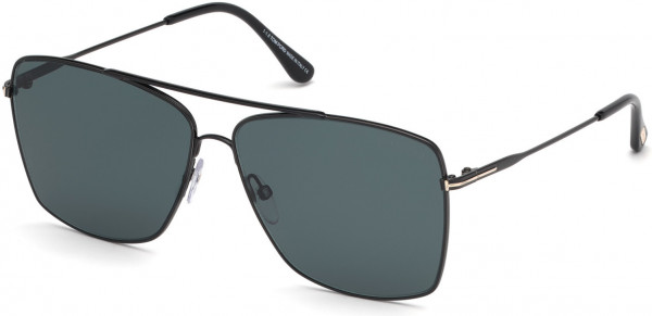 Tom Ford FT0651 Magnus-02 Sunglasses, 01V - Black, Black Temple Tips/ Dark Teal Lenses