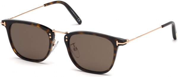 Tom Ford FT0672 Beau Sunglasses, 52E - Shiny Dark Havana, Shiny Rose Gold / Brown Lenses