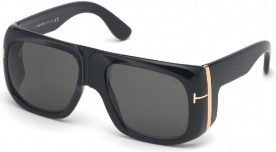 Tom Ford FT0733 Gino Sunglasses, 01A - Shiny Black/ Smoke Lenses - Fw19 Adv Style