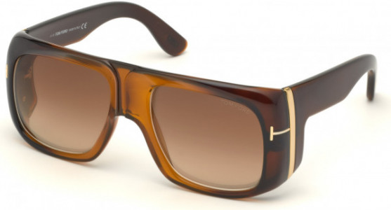 Tom Ford FT0733 Gino Sunglasses, 48F - Transp. Dark Brown W. Fade To Light Brown Front/ Grad. Brown Lenses  -