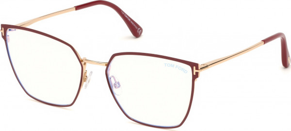 Tom Ford FT5574-B Eyeglasses, 069 - Shiny Bordeaux / Shiny Rose Gold