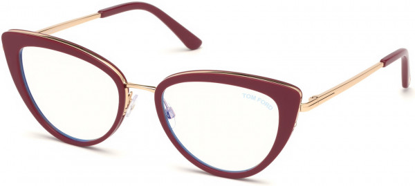 Tom Ford FT5580-B Eyeglasses, 081 - Shiny Fuchsia, Shiny Rose Gold / Blue Block Lenses