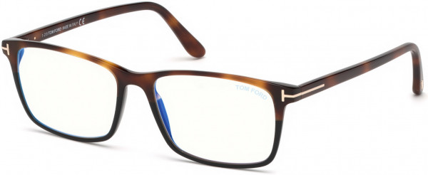 Tom Ford FT5584-F-B Eyeglasses, 053 - Shiny Medium Havana & Black, Rose Gold 