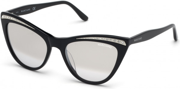 GUESS by Marciano GM0793 Sunglasses, 01P - Shiny Black  / Gradient Green Lenses