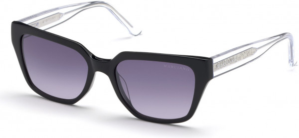 GUESS by Marciano GM0799 Sunglasses, 01B - Shiny Black  / Gradient Smoke Lenses