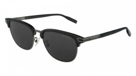 Montblanc MB0040S Sunglasses, 005 - BLACK with SILVER temples and GREY lenses