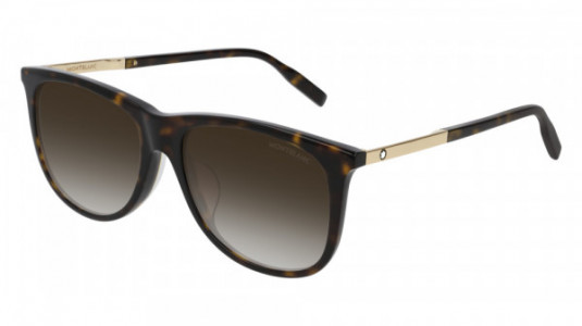Montblanc MB0019SA Sunglasses, 002 - HAVANA with GOLD temples and BROWN lenses