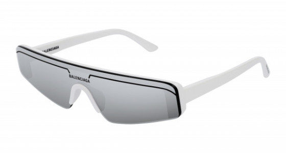 Balenciaga BB0003S Sunglasses, 002 - WHITE with SILVER lenses