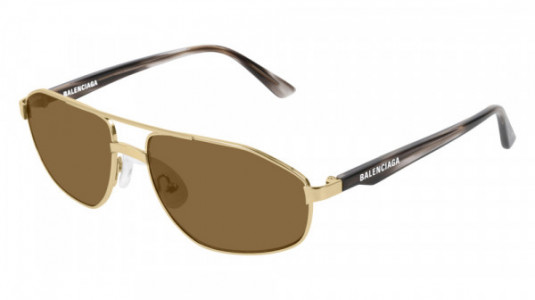 Balenciaga BB0012S Sunglasses, 002 - GOLD with HAVANA temples and BROWN lenses