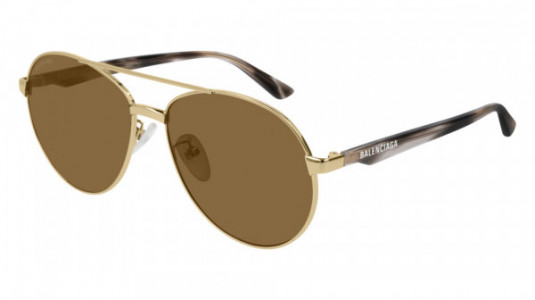 Balenciaga BB0019SK Sunglasses, 002 - GOLD with HAVANA temples and BROWN lenses