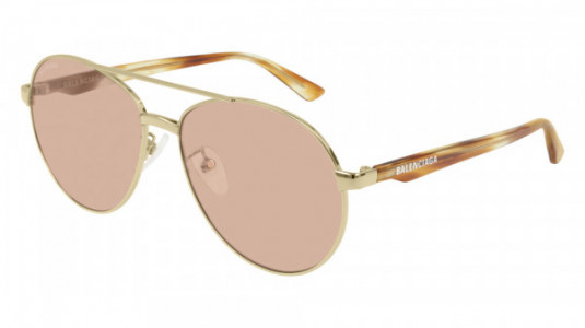 Balenciaga BB0019SK Sunglasses, 003 - GOLD with HAVANA temples and BROWN lenses