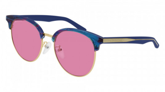 Balenciaga BB0020SK Sunglasses, 004 - MULTICOLOR with LIGHT-BLUE temples and PINK lenses