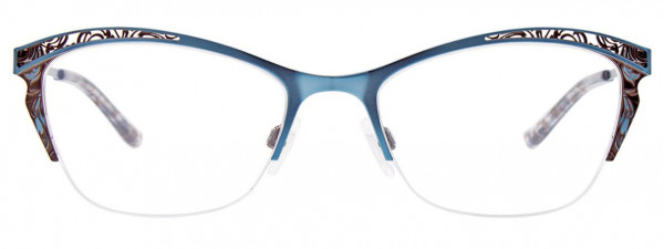 EasyClip EC522 Eyeglasses, 050 - Matt Ligth Blue & Satin Brown