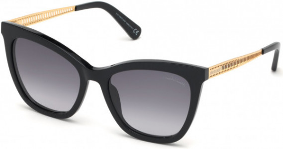 Roberto Cavalli RC1112 Sunglasses, 01B - Shiny Black, Shiny Endura Gold / Gradient Smoke