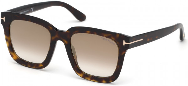 Tom Ford FT0690 Sari Sunglasses, 52F - Shiny Classic Dark Havana/ Brown W. Gradient Gold Flash Lenses