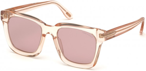 Tom Ford FT0690 Sari Sunglasses, 72Z - Shiny Transp. Pink/ Pink W. Gold Flash Lenses