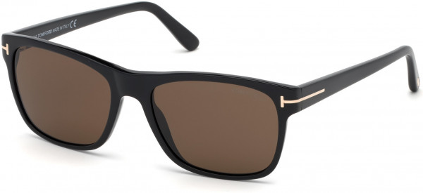 Tom Ford FT0698-F Giulio Sunglasses, 01J - Shiny Black/ Brown Lenses