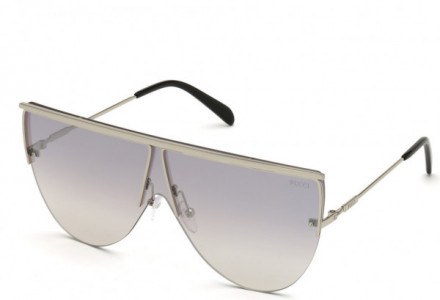 Emilio Pucci EP0139 Sunglasses, 16C - Shiny Palladium, Black Tips/ Smoke Flash Lens