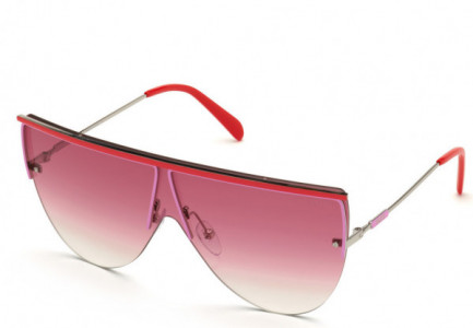 Emilio Pucci EP0139 Sunglasses, 68T - Shiny Palladium, Red Front, Neon Coral Tips/ Grad. Bordeaux Lens