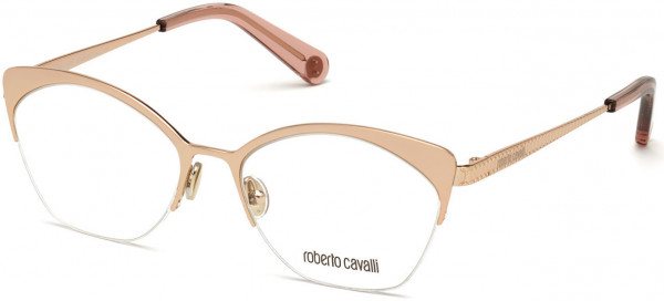 Roberto Cavalli RC5111 Eyeglasses, 033 - Shiny Pink Gold, Shiny Transparent Powder Pink