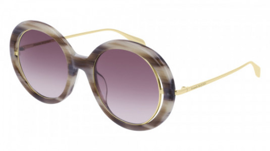 Alexander McQueen AM0224S Sunglasses, 003 - PINK with GOLD temples and VIOLET lenses