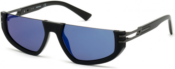 Diesel DL0315 Sunglasses, 02X - Matte Black / Blue Mirror