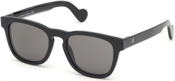 Moncler ML0098-F Sunglasses, 01A - Shiny Black/ Smoke Lenses