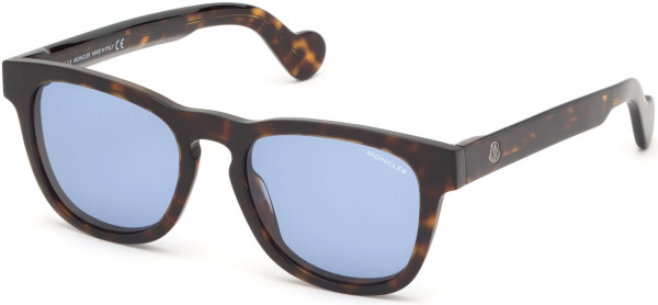 Moncler ML0098-F Sunglasses, 52V - Shiny Classic Dark Havana/ Blue Lenses