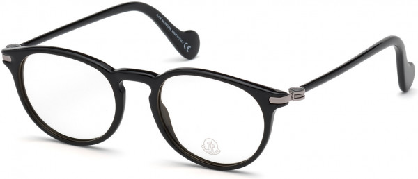 Moncler ML5044-F Eyeglasses, 001 - Shiny Black W. Shiny Light Ruthenium Temples