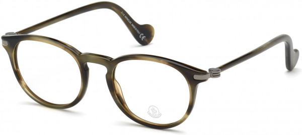 Moncler ML5044-F Eyeglasses, 052 - Shiny Striped Brown On Opal Dove Grey W. Shiny Gunmetal Temples