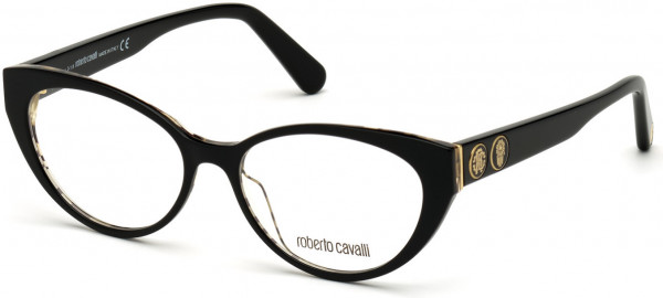 Roberto Cavalli RC5106 Eyeglasses, 005 - Shiny Black & Golden Zebra Print, Gold & Black, Enamel Dãƒâ©Cor