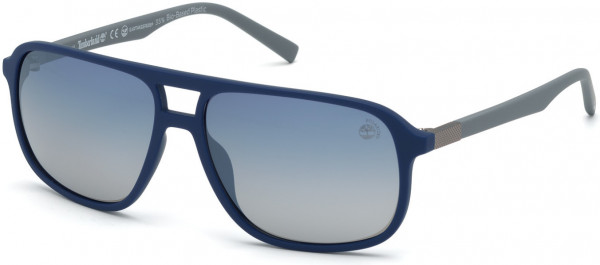 Timberland TB9200 Sunglasses, 91D - Matte Blue Front With Grey Rubber Temples, Blue Gradient Lenses