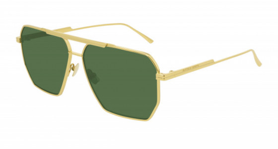 Bottega Veneta BV1012S Sunglasses, 004 - GOLD with GREEN lenses