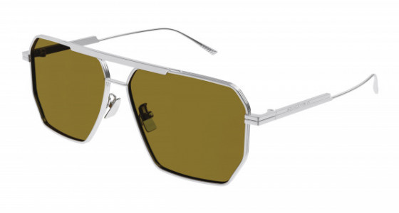Bottega Veneta BV1012S Sunglasses, 007 - SILVER with BROWN lenses
