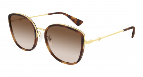 Gucci GG0606SK Sunglasses, 003 - HAVANA with GOLD temples and BROWN lenses