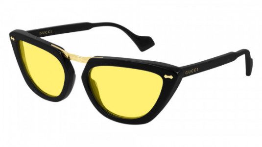 Gucci GG0616S Sunglasses, 002 - BLACK with YELLOW lenses