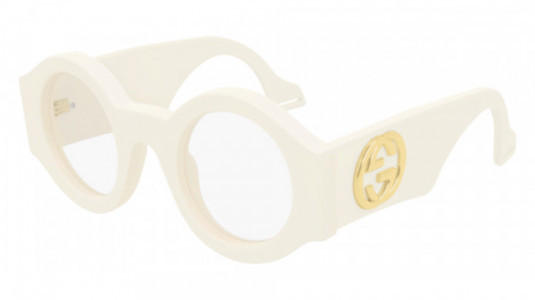 Gucci GG0629S Sunglasses, 002 - IVORY with TRANSPARENT lenses