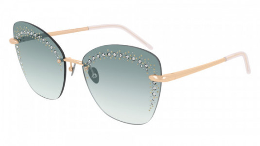 Pomellato PM0072S Sunglasses, 003 - GOLD with NUDE temples and GREEN lenses