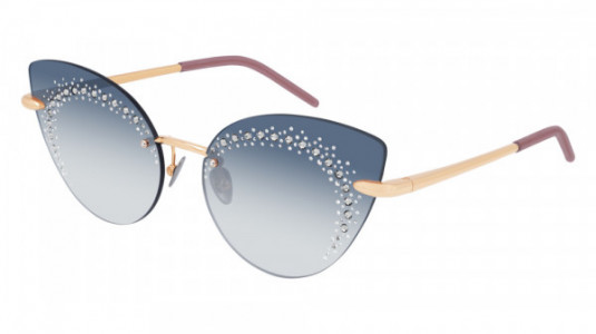 Pomellato PM0073S Sunglasses, 001 - GOLD with PINK temples and BLUE lenses