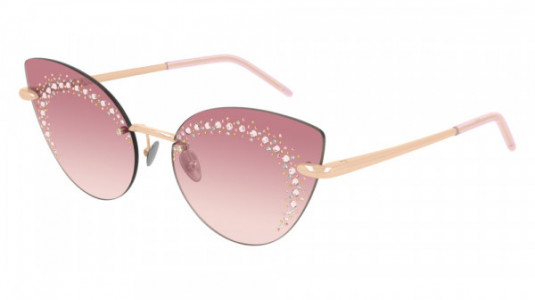 Pomellato PM0073S Sunglasses, 003 - GOLD with VIOLET temples and RED lenses