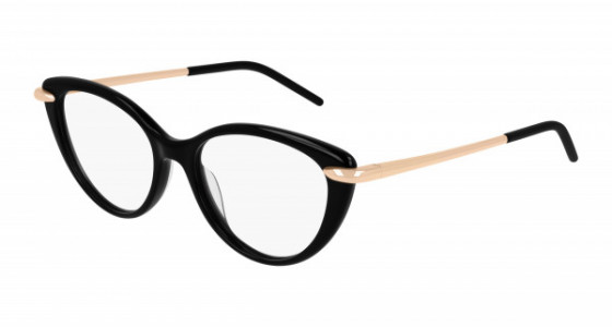 Pomellato PM0074O Eyeglasses, 001 - BLACK with GOLD temples and TRANSPARENT lenses
