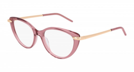 Pomellato PM0074O Eyeglasses, 003 - VIOLET with GOLD temples and TRANSPARENT lenses