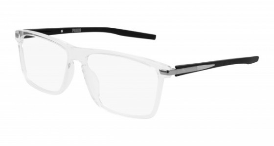 Puma PU0257O Eyeglasses, 003 - CRYSTAL with BLACK temples and TRANSPARENT lenses