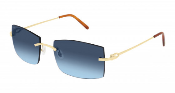 Cartier CT0005RS Sunglasses, 001 - GOLD with BLUE lenses