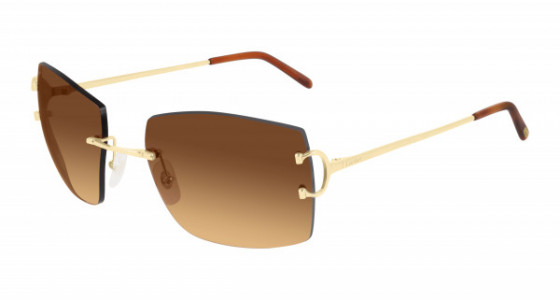 Cartier CT0009RS Sunglasses, 001 - GOLD with BROWN lenses