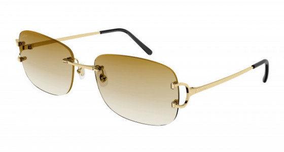 Cartier CT0011RS Sunglasses, 002 - GOLD with YELLOW lenses