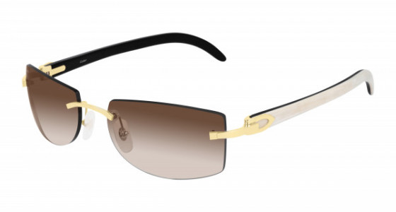 Cartier CT0017RS Sunglasses, 001 - GOLD with WHITE temples and BROWN lenses
