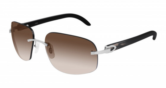 Cartier CT0023RS Sunglasses, 001 - SILVER with BLACK temples and BROWN lenses